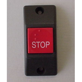 PULSADOR STOP PLANO GRIS/ROJO BRAILLE