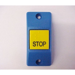 PULSADOR STOP PLANO AZUL/AMARILLO BRAILLE