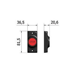 PULSADOR STOP PLANO NEGRO/ROJO BOTON REDONDO